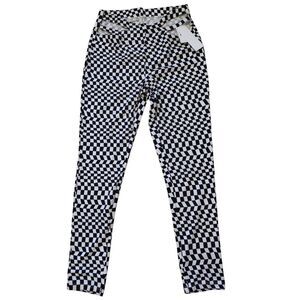 Zoe + Phoebe Leggings Women Large Black White Athleisure Lounge Yoga‎ Gym AOP